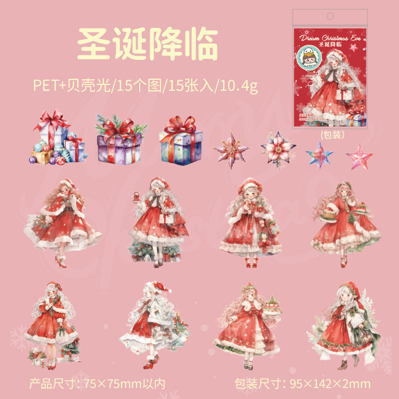 15 Pcs Christmas PET Stickers MHSD