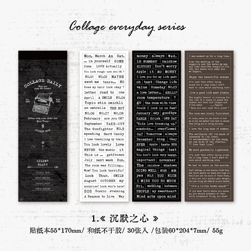 30 Pcs Words Quote Washi Stickers Book