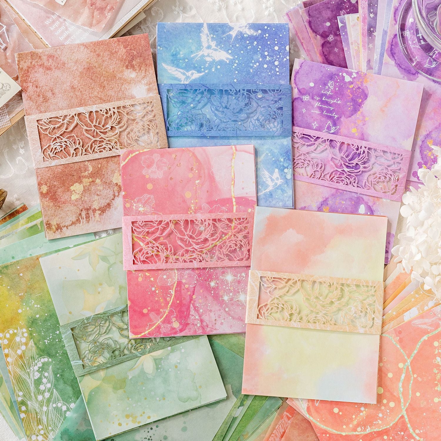 20 Pcs Aquarelle Dreamland Mixed Paper Pack - Purple