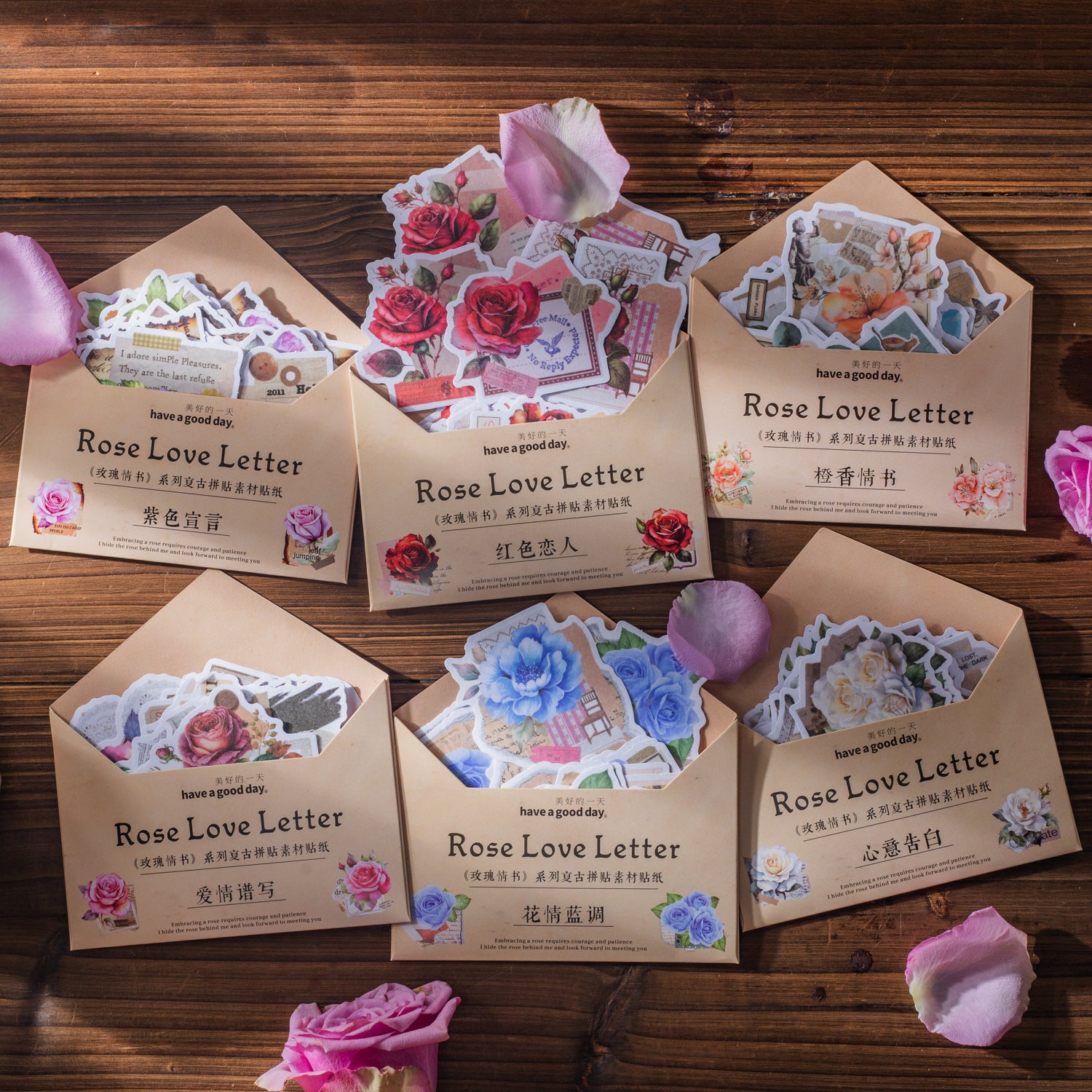 40 Pcs Rose Themed Washi Stickers MGQS