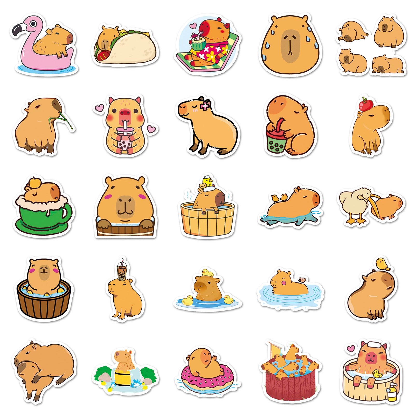 50 Pcs Vinyl Capybara Stickers ST701