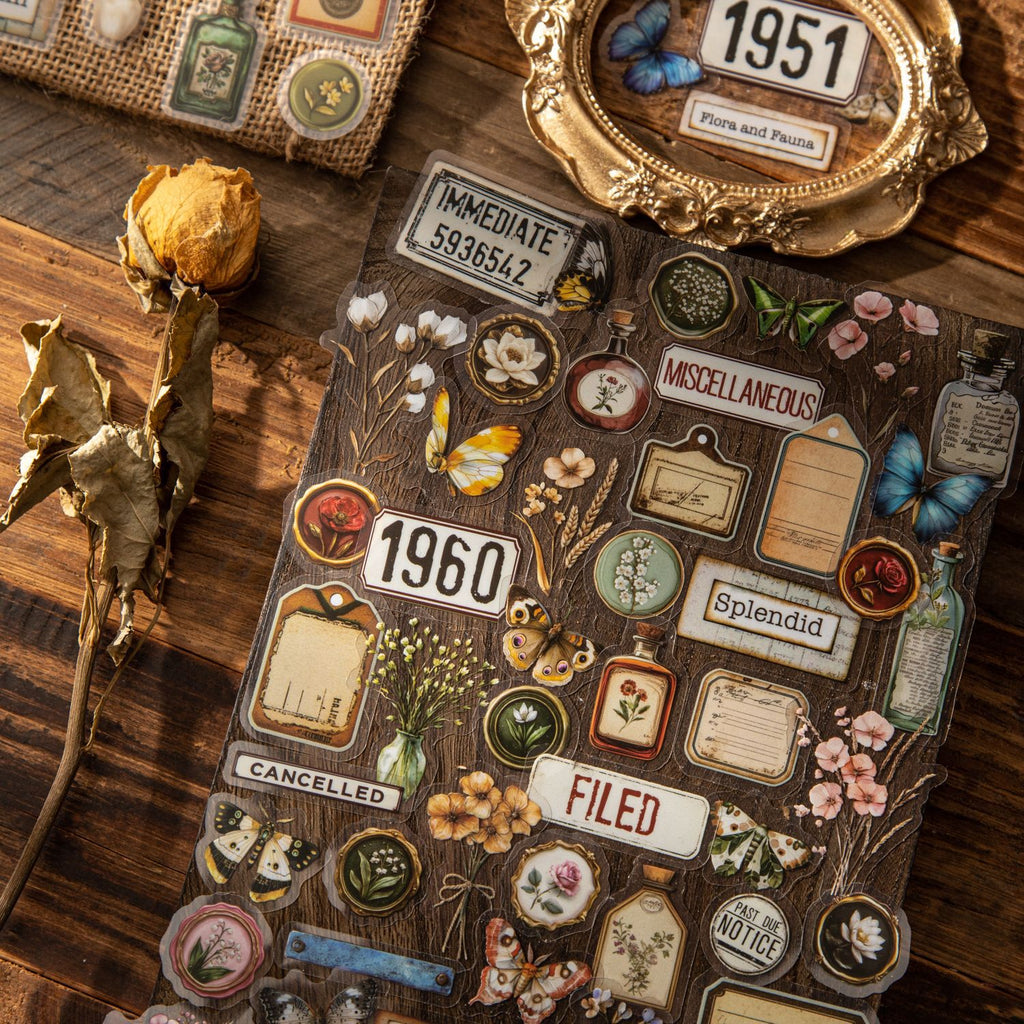 50 Pcs Flower Butterfly PET Stickers MDJM