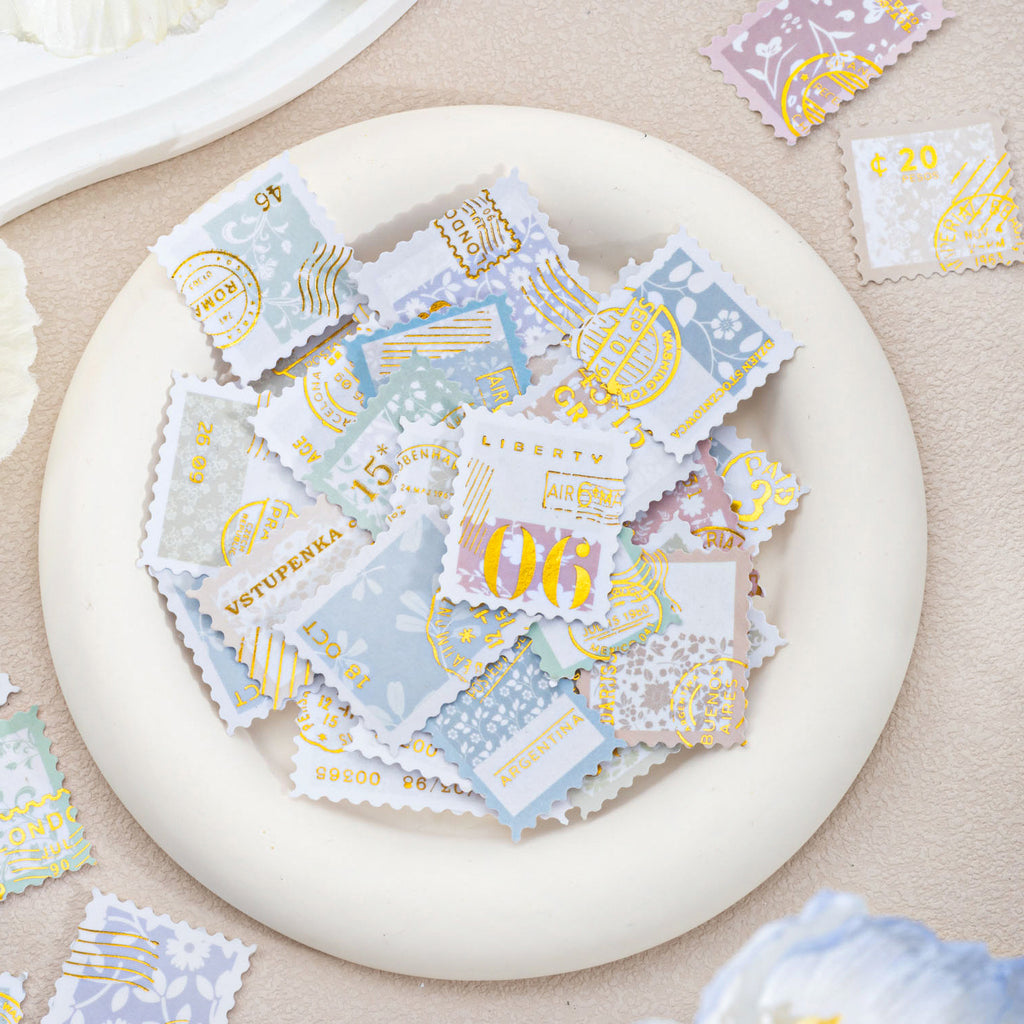 20 Pcs Floral Postage Stamp Stickers LZHY
