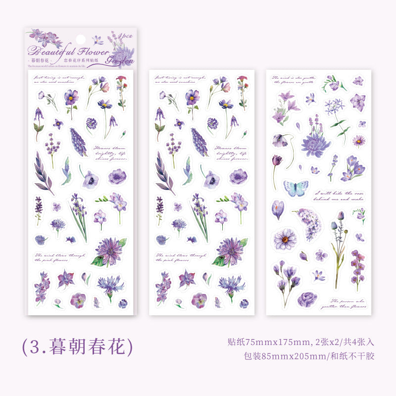4 Pcs Die Cut Plant Stickers LCHX