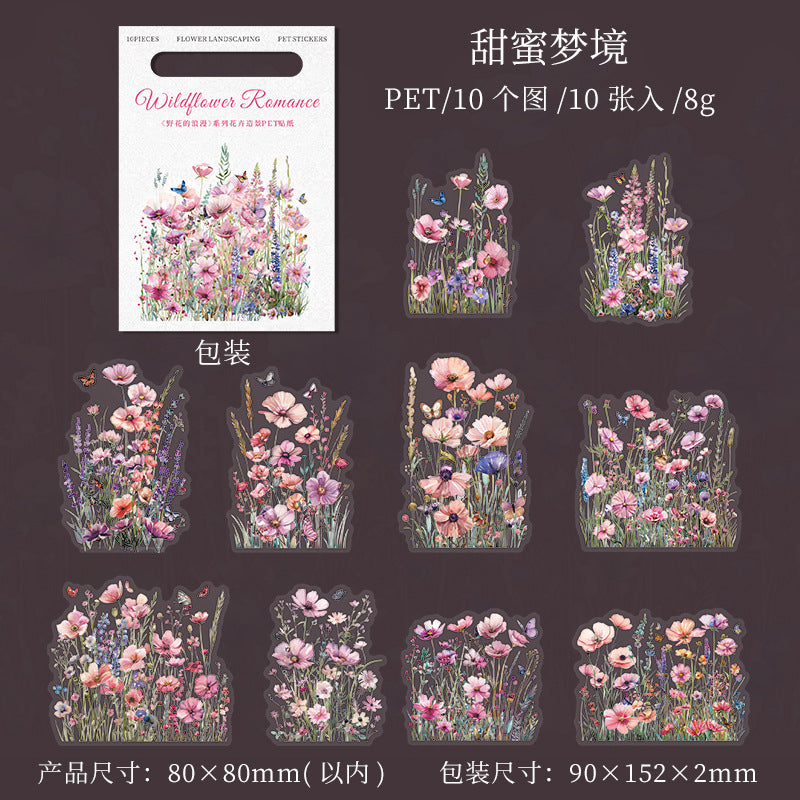 10 Pcs Wildflower PET Stickers YHDLM