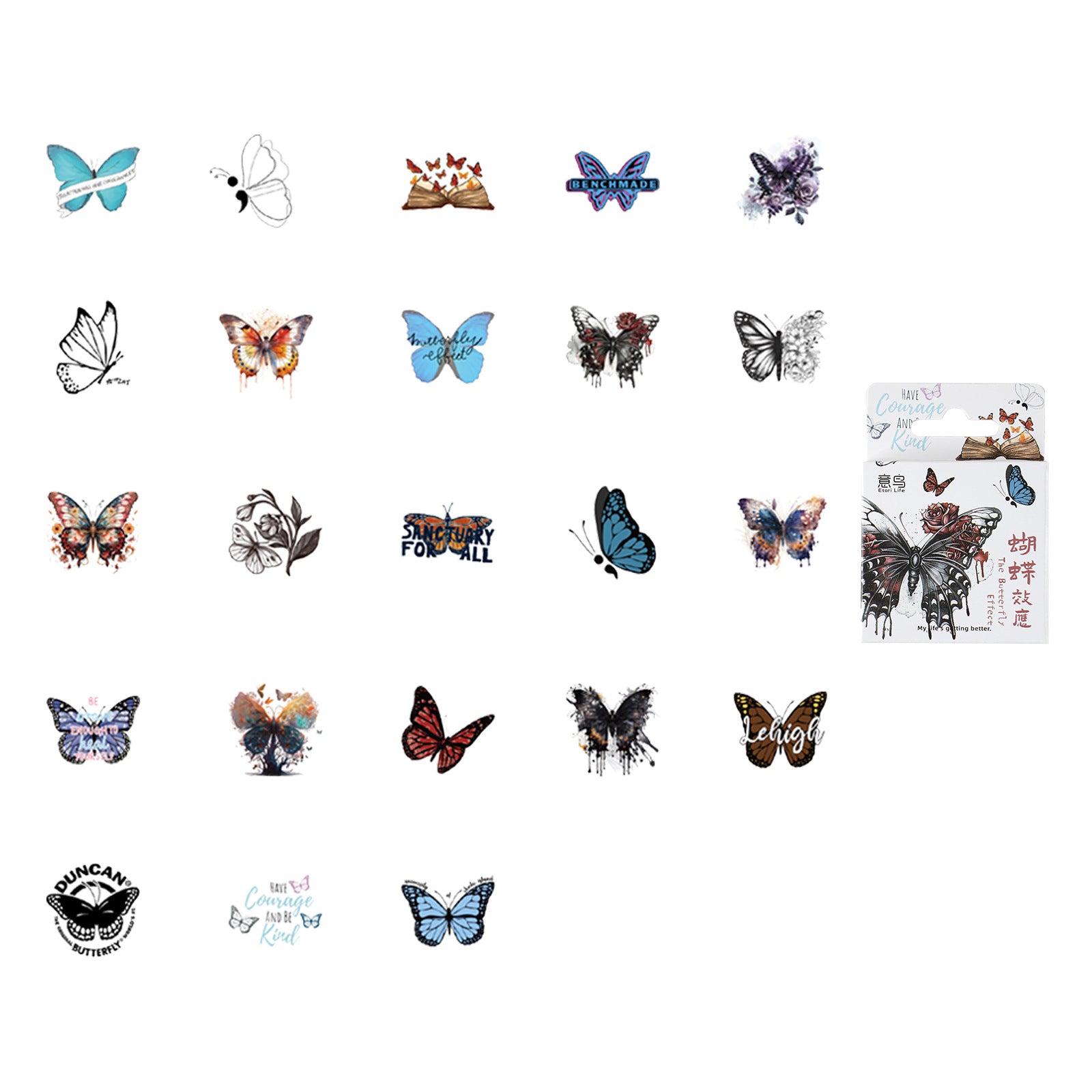 46 Pcs Butterfly Boxed Stickers HDXY