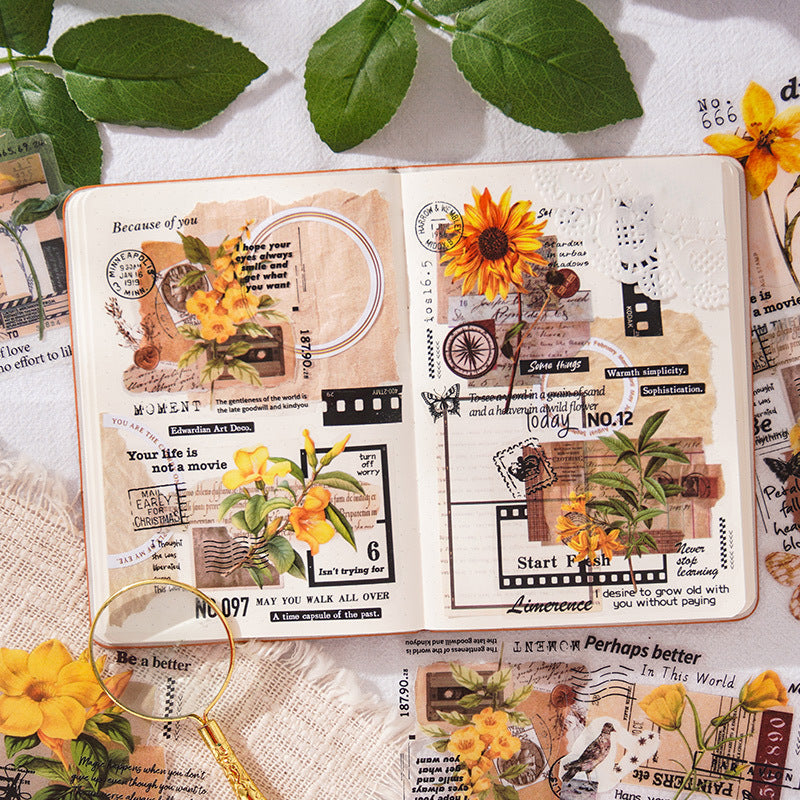 20 Pcs Flower Collage PET Stickers CJHY