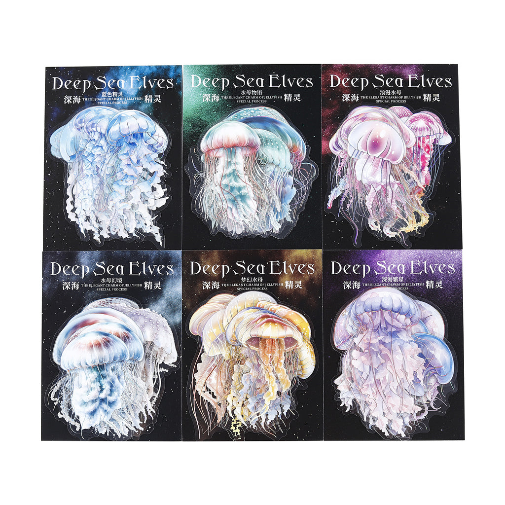12 Pcs Large Size Glitter Jellyfish PET Stickers SHJL