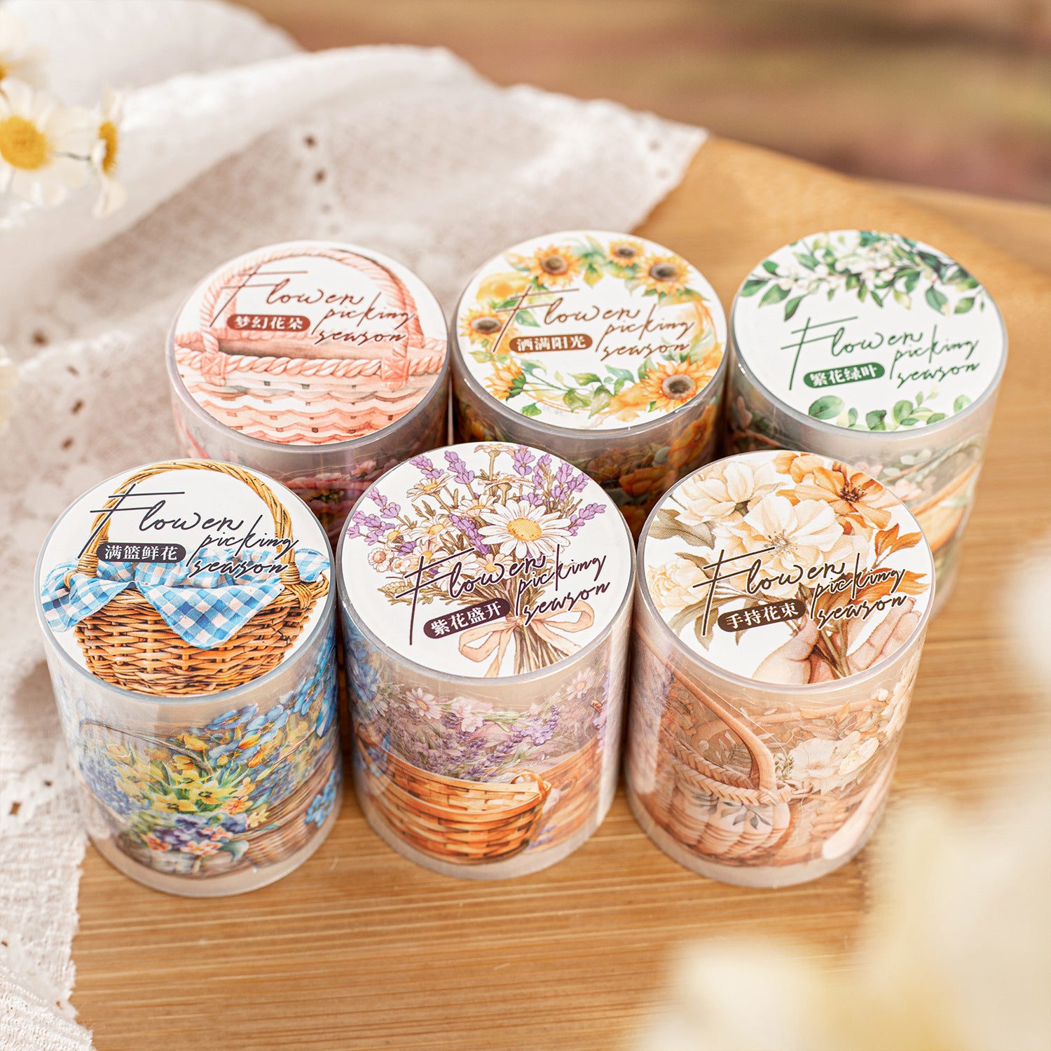 1 Roll Flower Basket PET Stickers Tape CHSJ