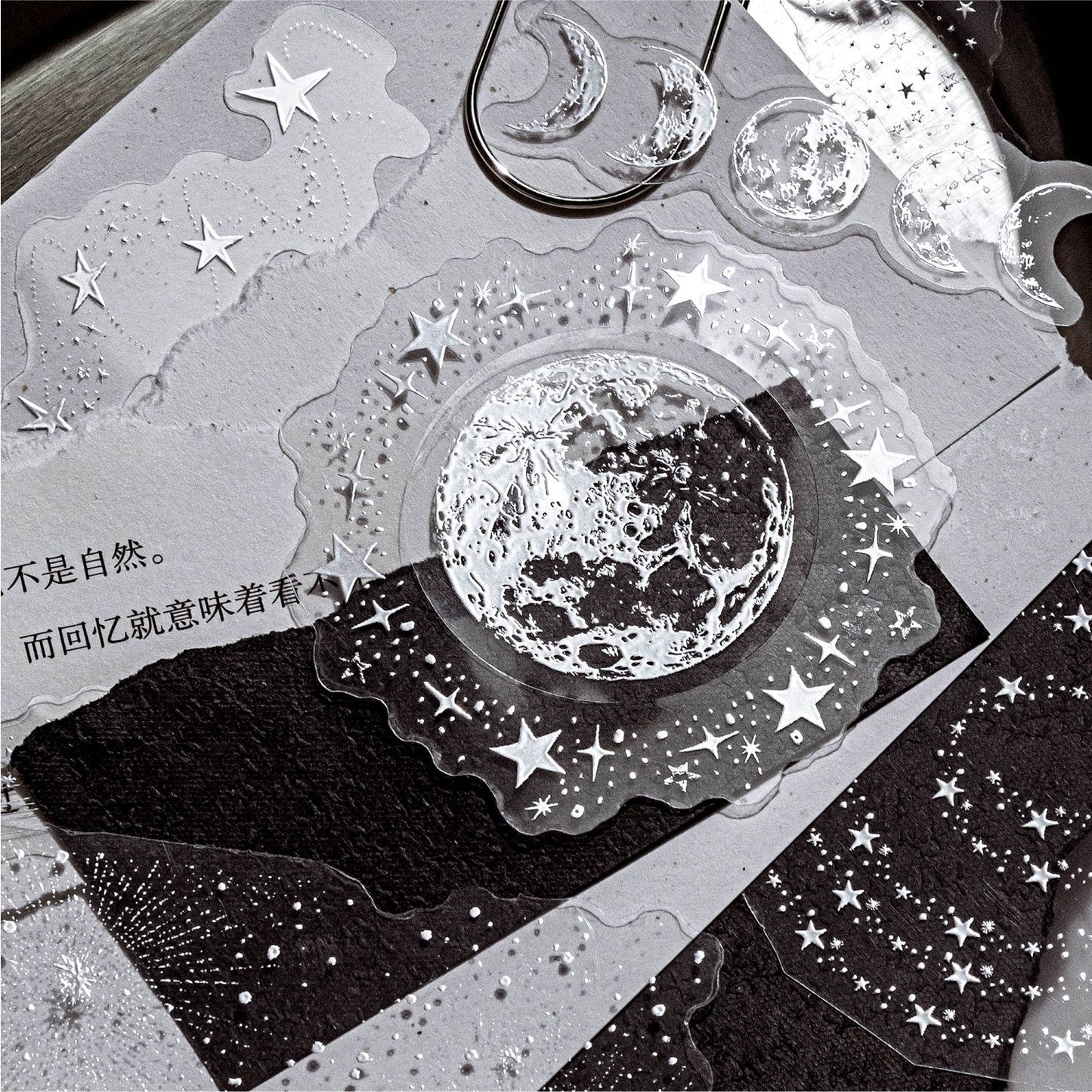 30 Pcs Holographic Silver Botanical PET Stickers YGFM