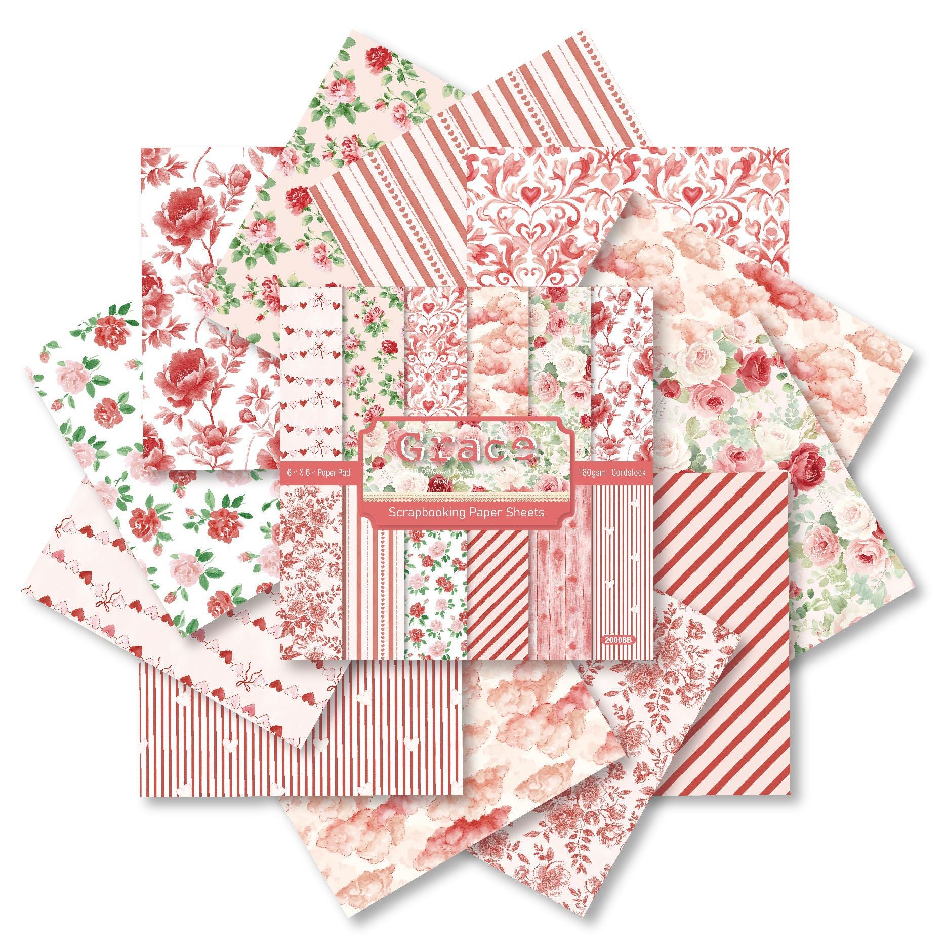 6 inch Pink Grace Scrapbook Paper Pad SKP008