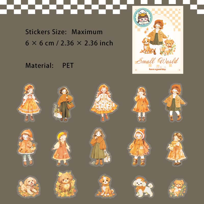 15 Pcs Cute Little Girl PET Stickers XXSJ