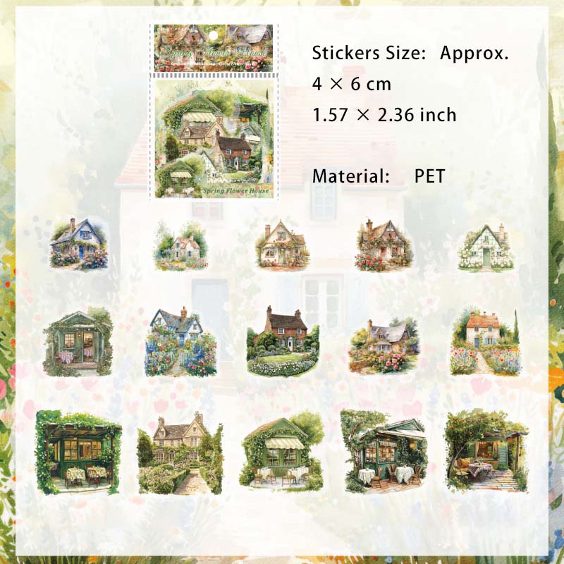 30 Pcs House Castle PET Stickers SLXWZRCS