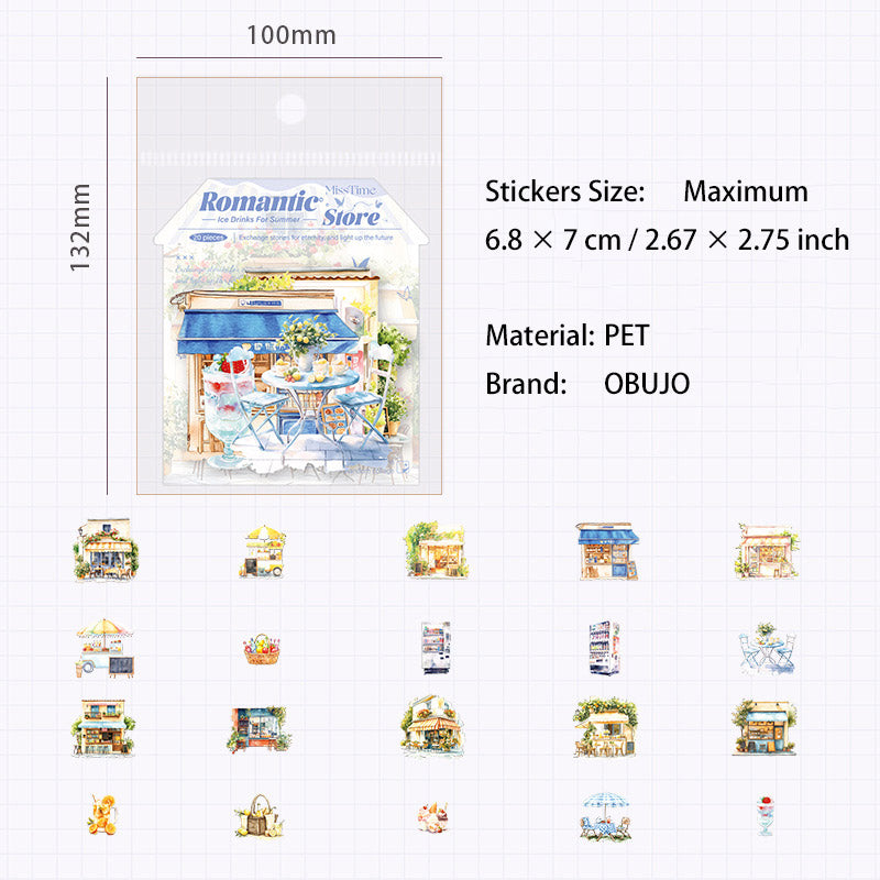 20 Pcs Food Shop Theme PET Stickers LMSD
