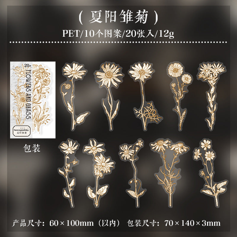 20 Pcs Plant PET Stickers HJCT