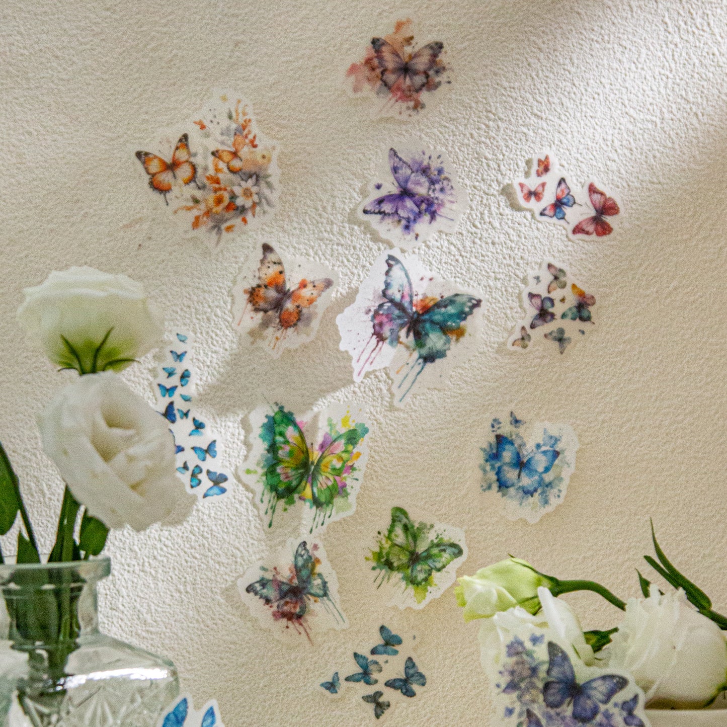 20 Pcs Flower and Butterfly Washi Stickers DRHK