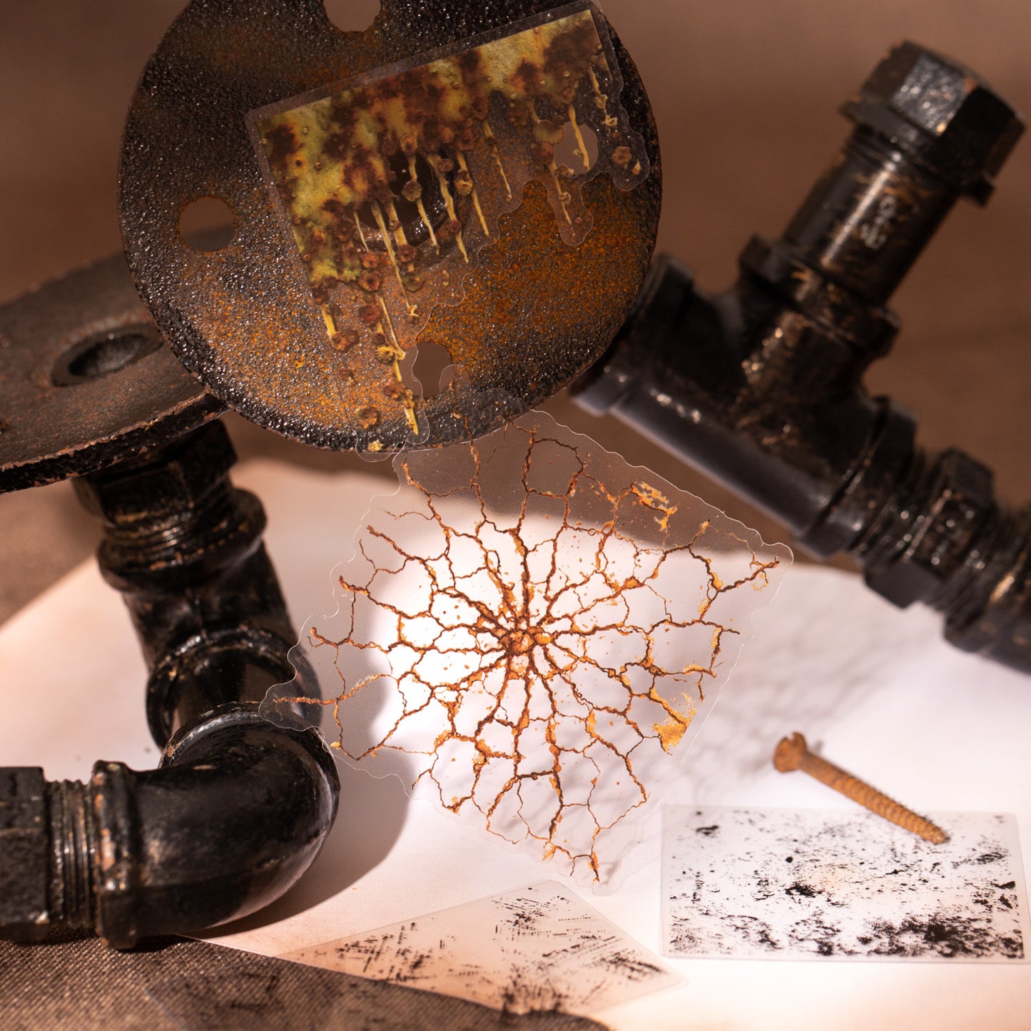 20 Pcs Cracked Old Traces PET Stickers BBXL