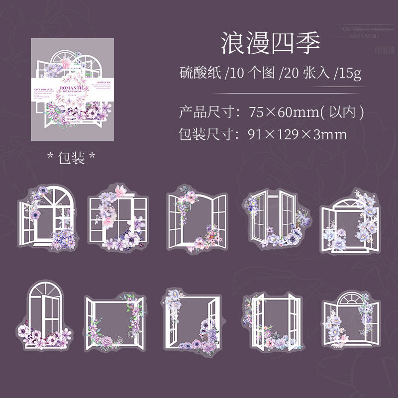 20 Pcs White Windows Themd Stickers LMCT