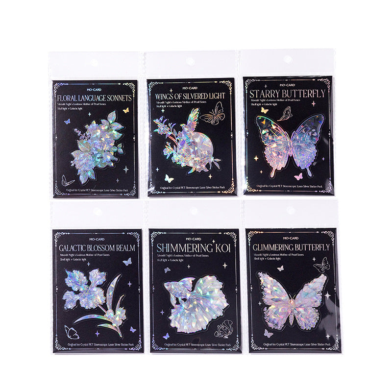 10 Pcs Holographic Glitter PET Stickers YYLH