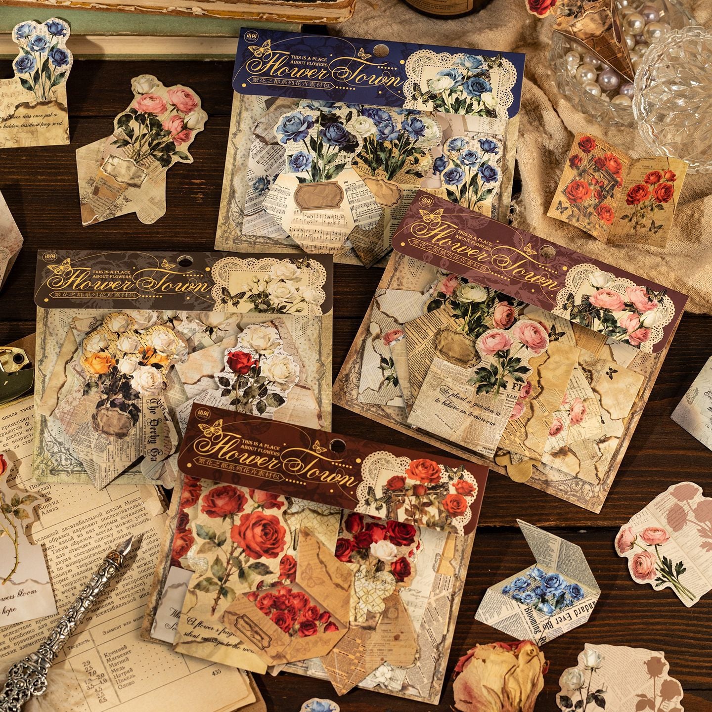 14 Pcs Flower Themed Cardstock and Envelope FHLX