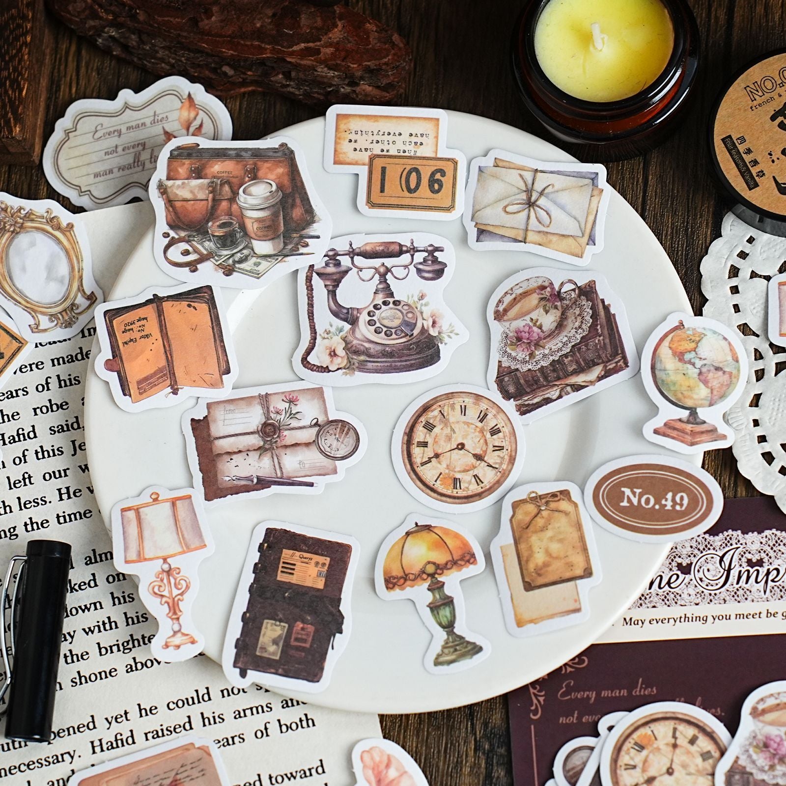 30 Pcs Vintage Journal Stickers SJLY