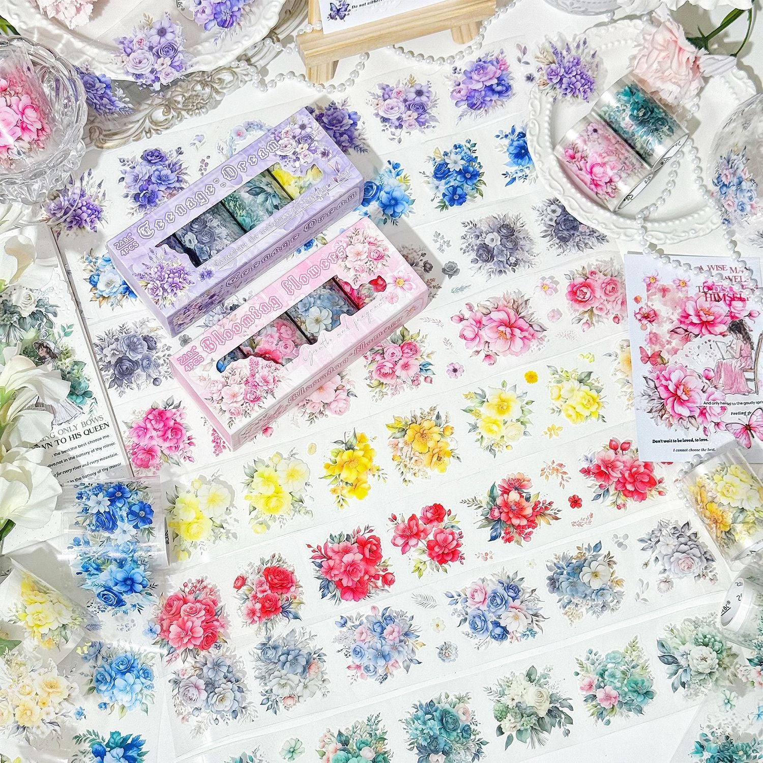 4 Rolls Flower PET Tape Set HTSY