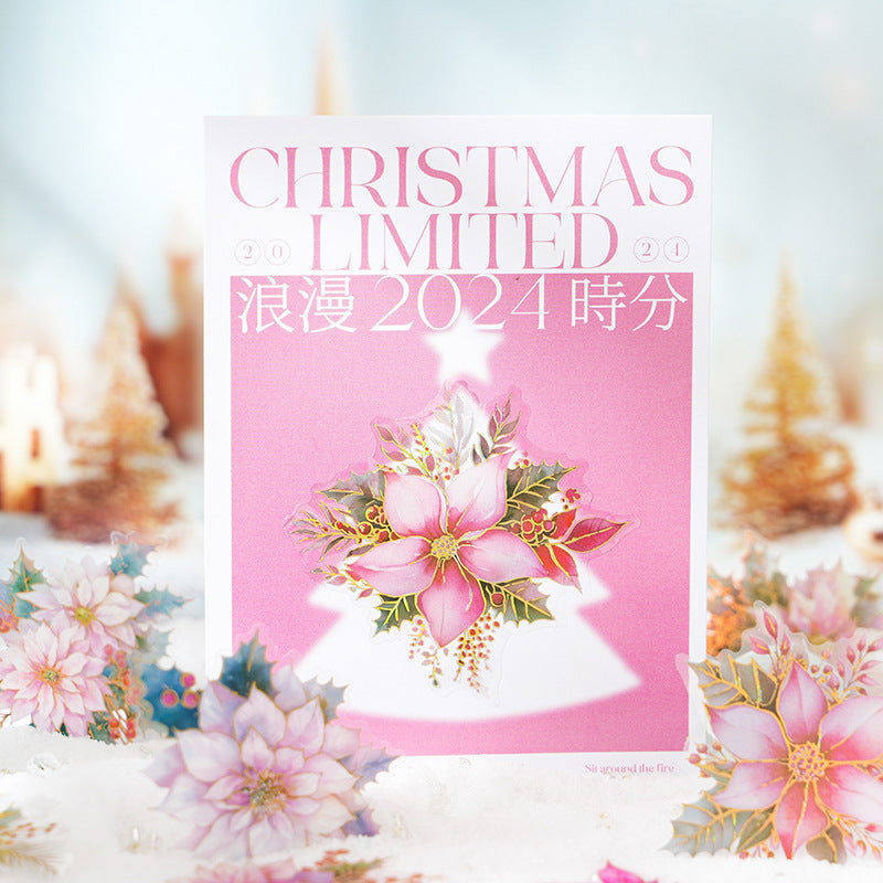10 Pcs Glitter Flower PET Stickers SDXD