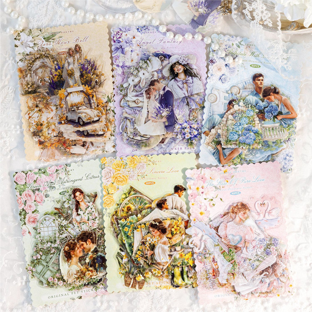 40 Pcs Couple Wedding Theme PET Stickers TMXQ