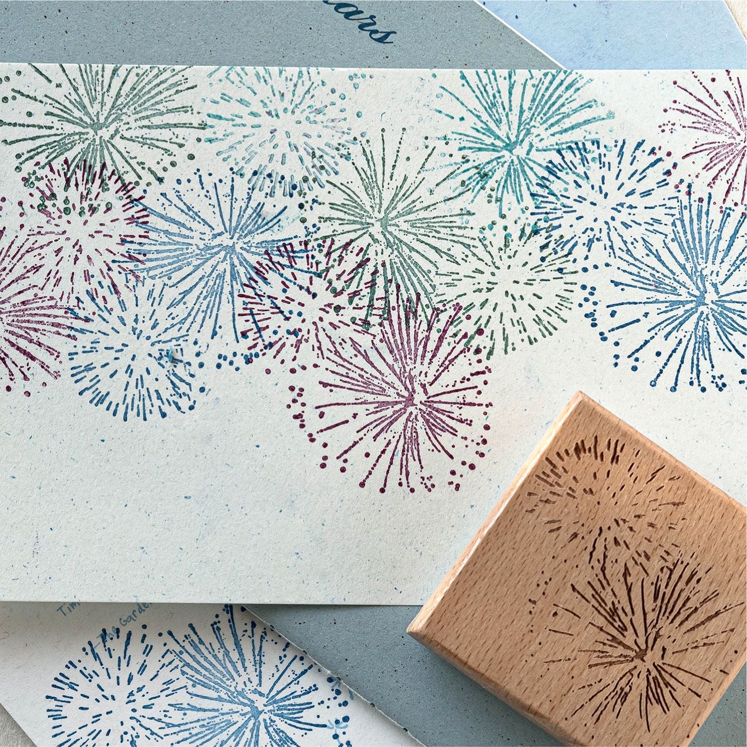 1 Roll Flower Moon Rain Firework Wooden Stamp JMRM