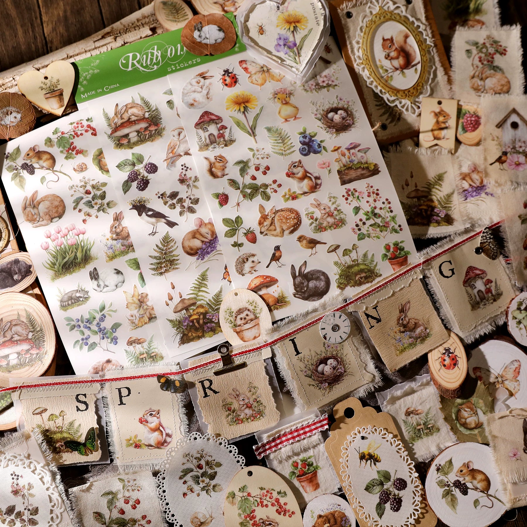 3 Sheets Rub on Stickers - Woodland