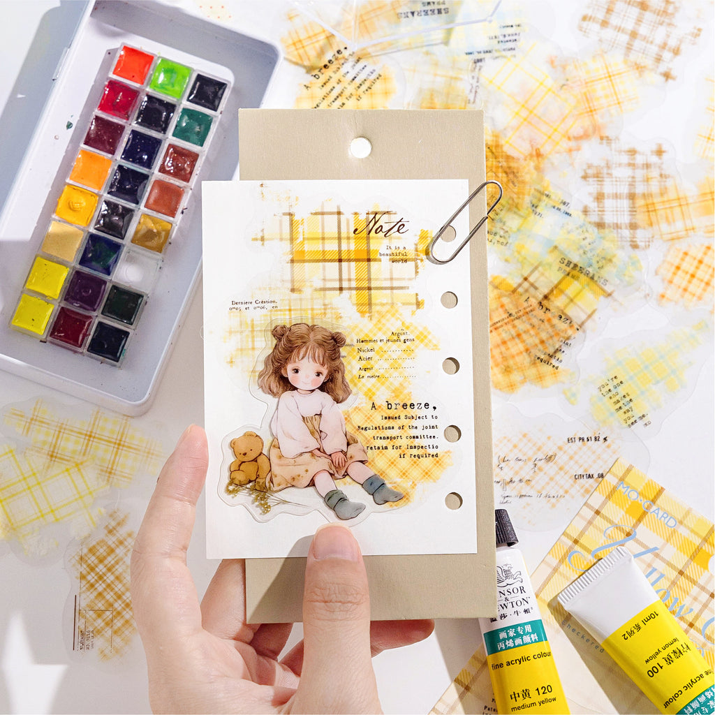 30 Pcs Watercolor Grid Journal Stickers CSGWP