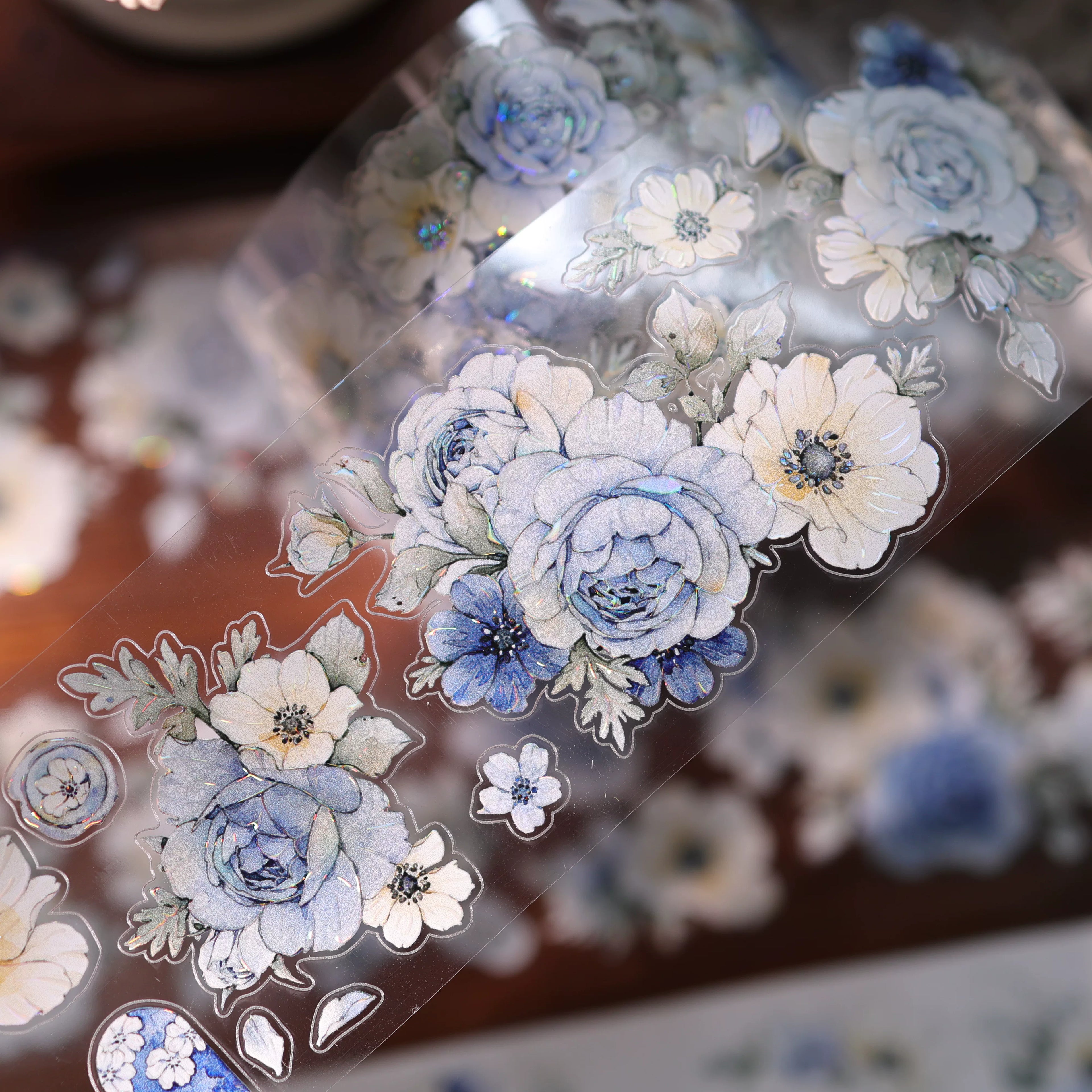 Floral Decorative Tape Rolls- Cyan Flora