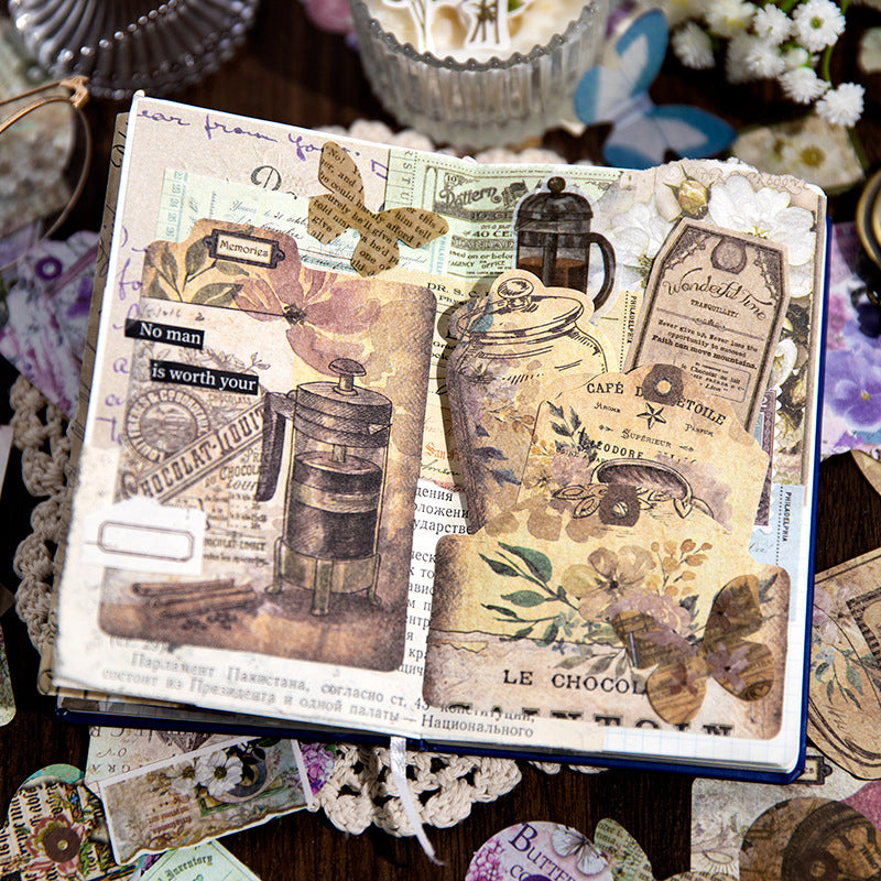 40 Pcs Vintage Journal Paper and Washi Stickers LMRJ