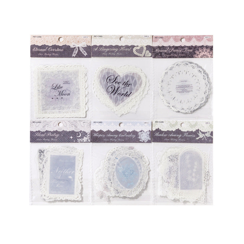 10 Pcs Lace Edged Journal Stickers LSHX