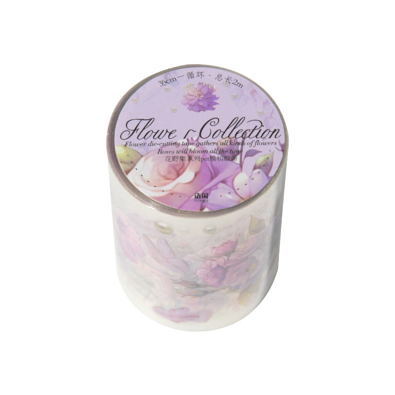 1 Roll Pre-cut PET Flower Stickers Tape HYJX