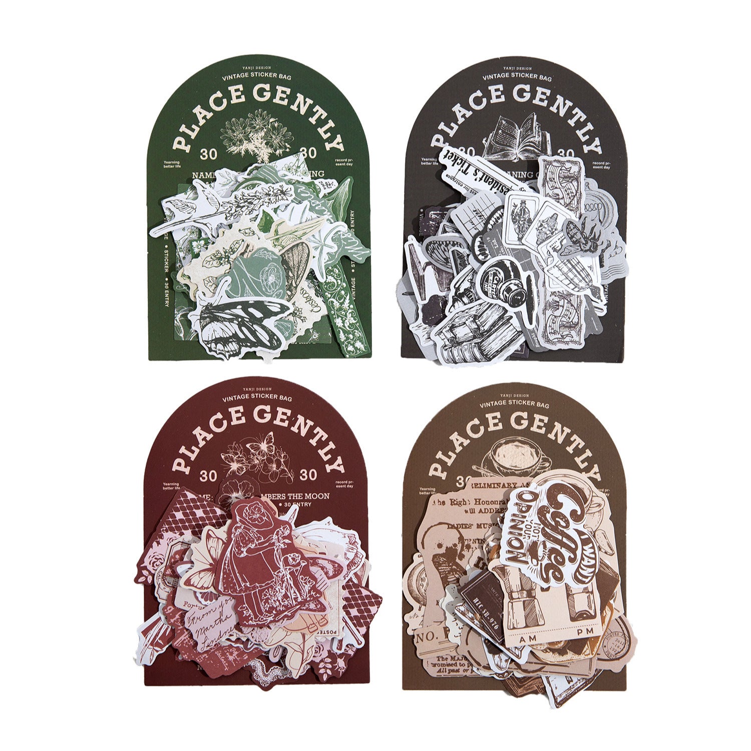 30 Pcs Vintage Scrapbook Stickers FZWR