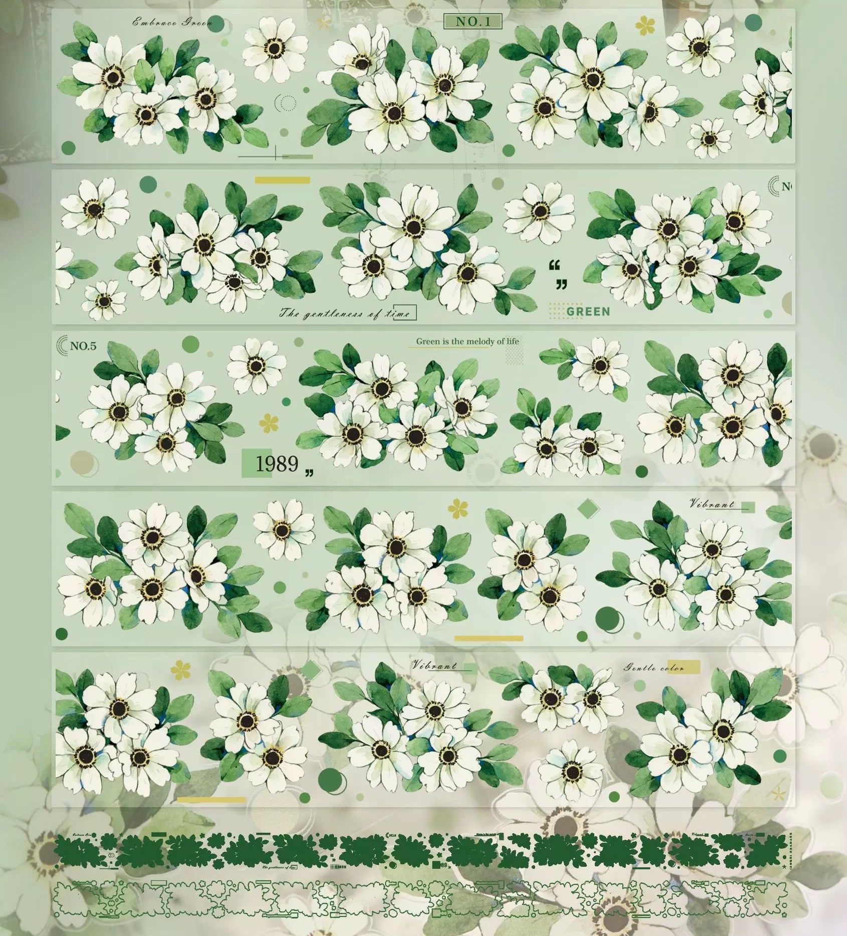 Floral Decorative Tape Rolls- Vernal Meadow