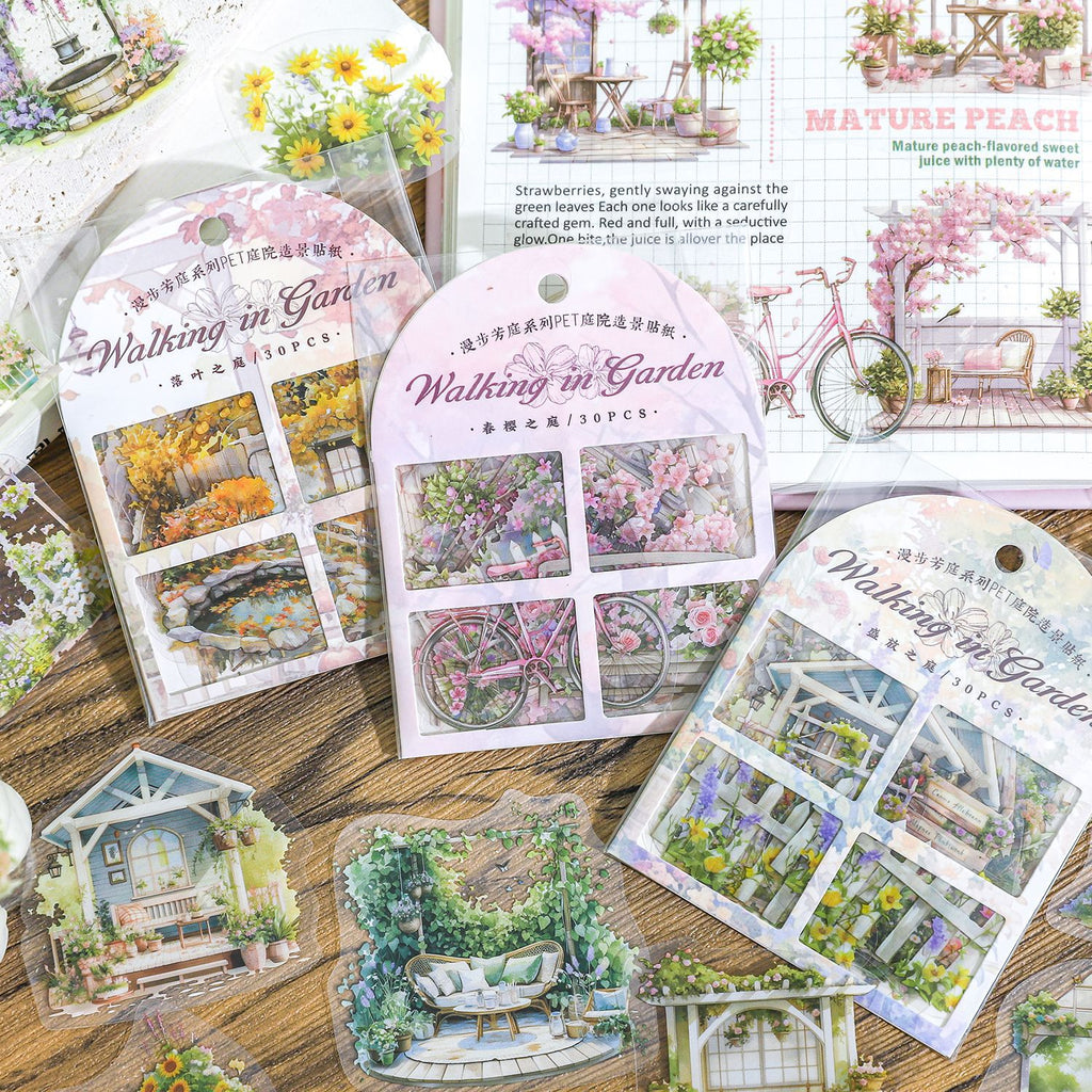 30 Pcs Garden Theme PET Sitkcers MBFT