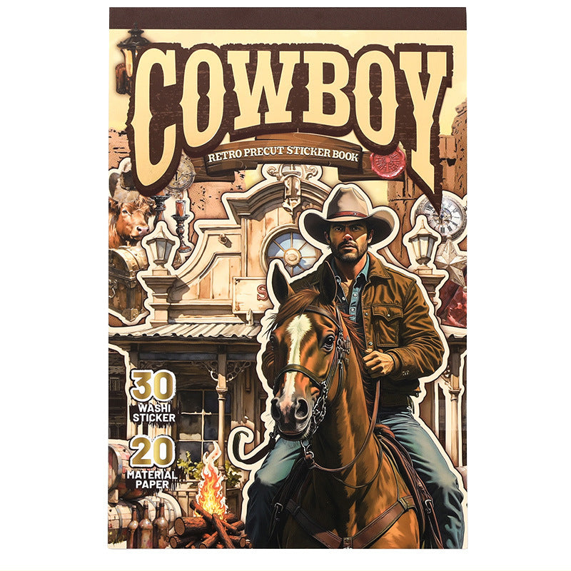 50 Sheets Cow Boy Themed Stickers Book XBNZ