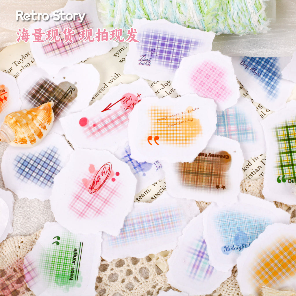 30 Pcs Grid Theme PET Stickers GWSP