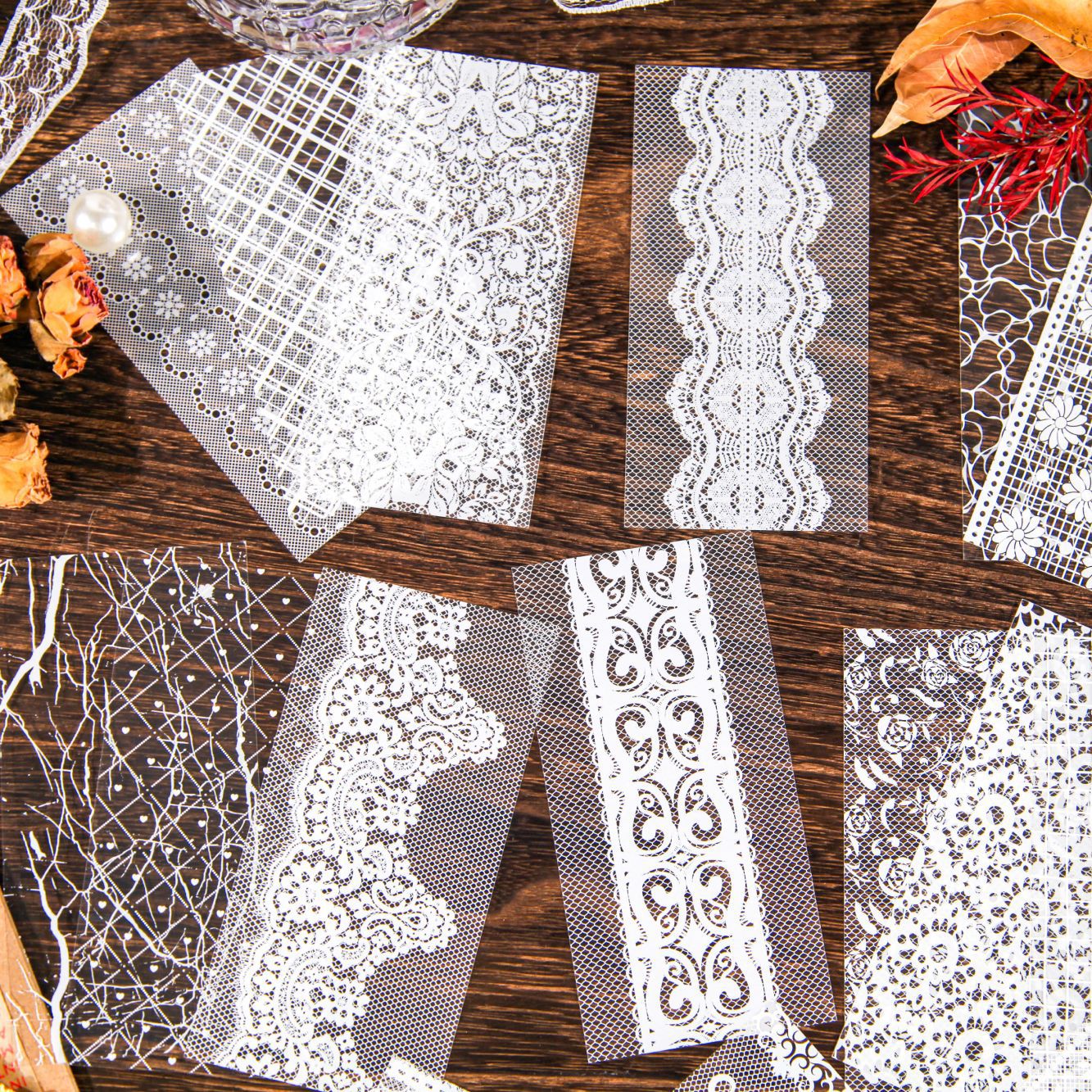 12 Pcs Lace PET Stickers LSZY