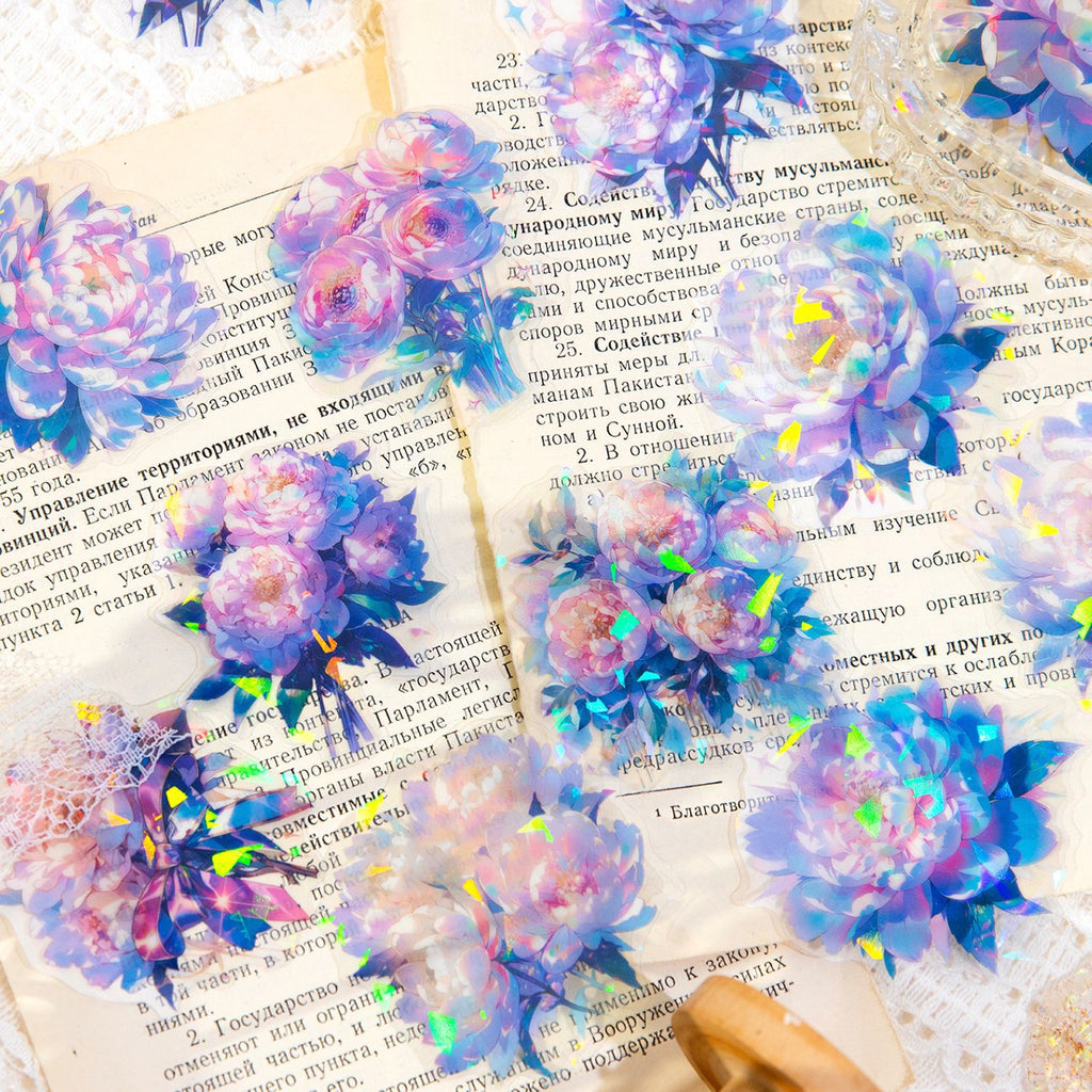 20 Pcs Rainbow Flowers PET Stickers CHDHH