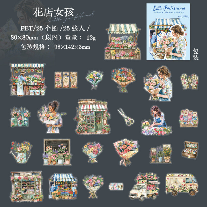25 Pcs Business Roll PET Stickers XZYJ