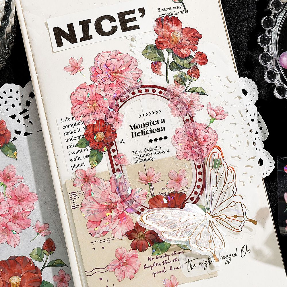 3 Pcs Flowers PET Stickers SYFH