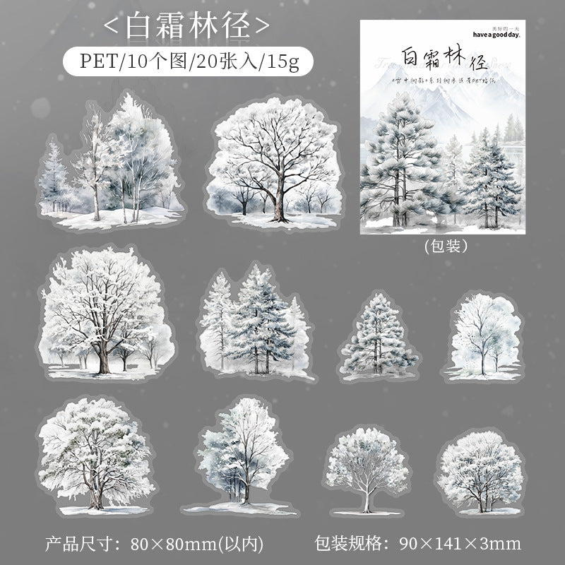 20 Pcs Winter Tree PET Stickers XZSY