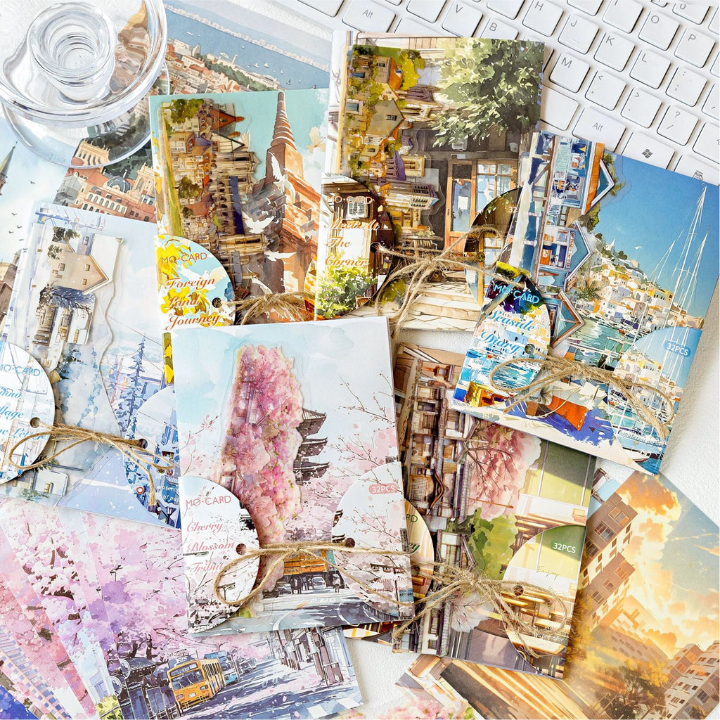 32 Pcs Travel Theme Scrapbook Paper XLZL