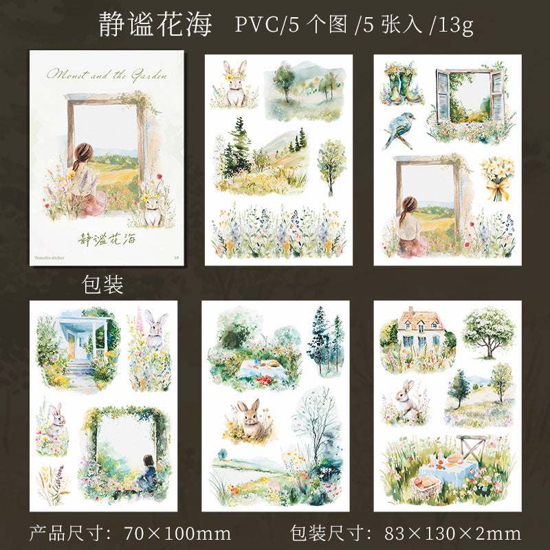 5 Sheets Garden Themed Transfer Stickers MNYHY