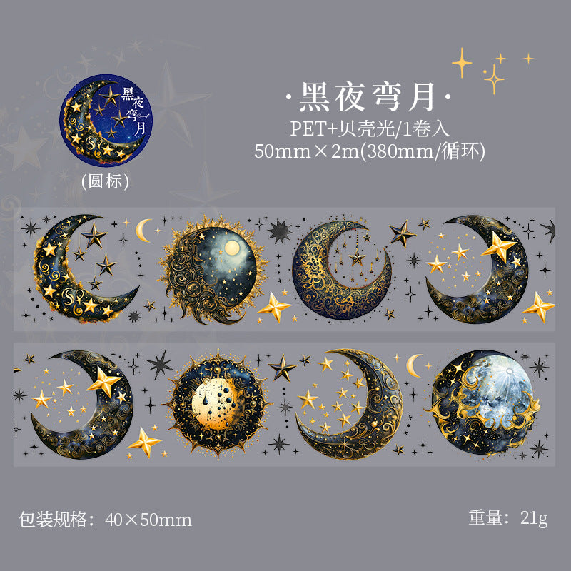 1 Roll Moon Themed PET Stickers YLDMM