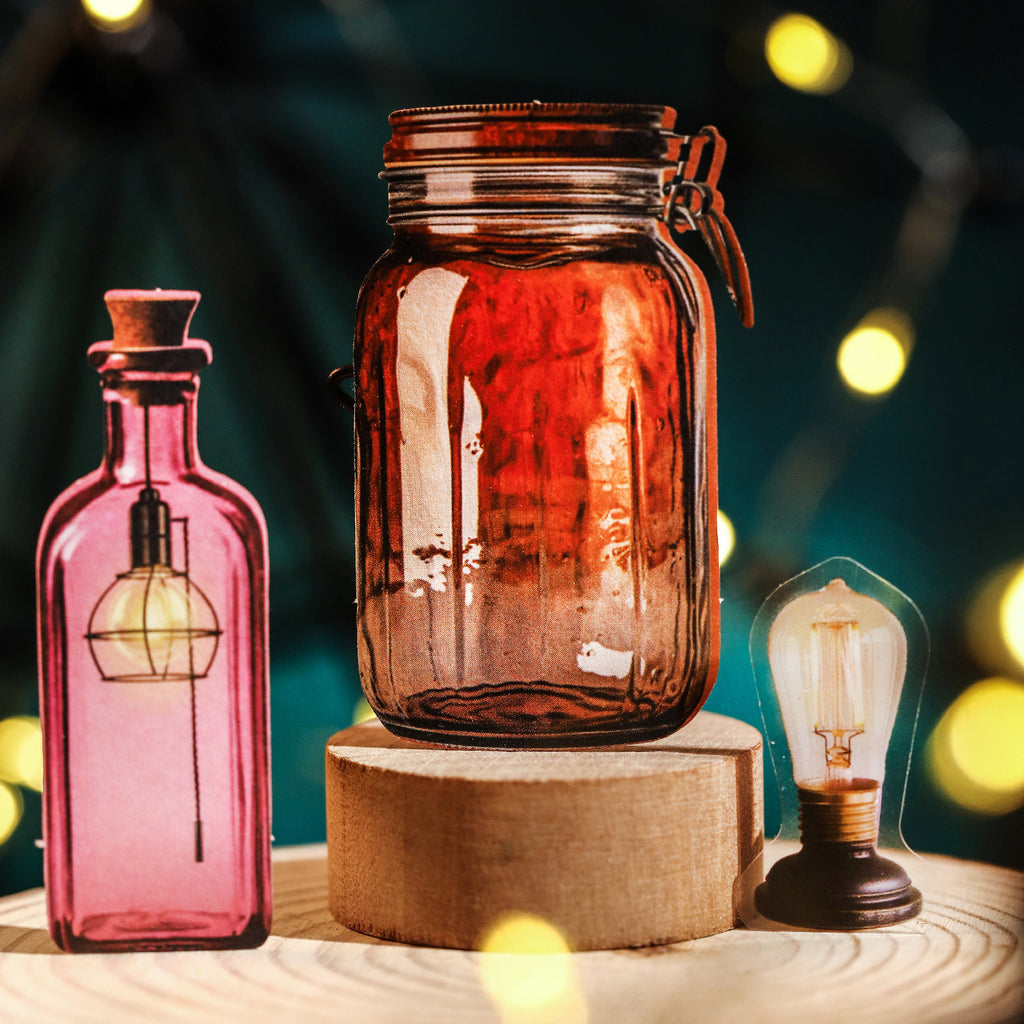 15 Pcs Lamp and Bottle PET Stickers PZXG