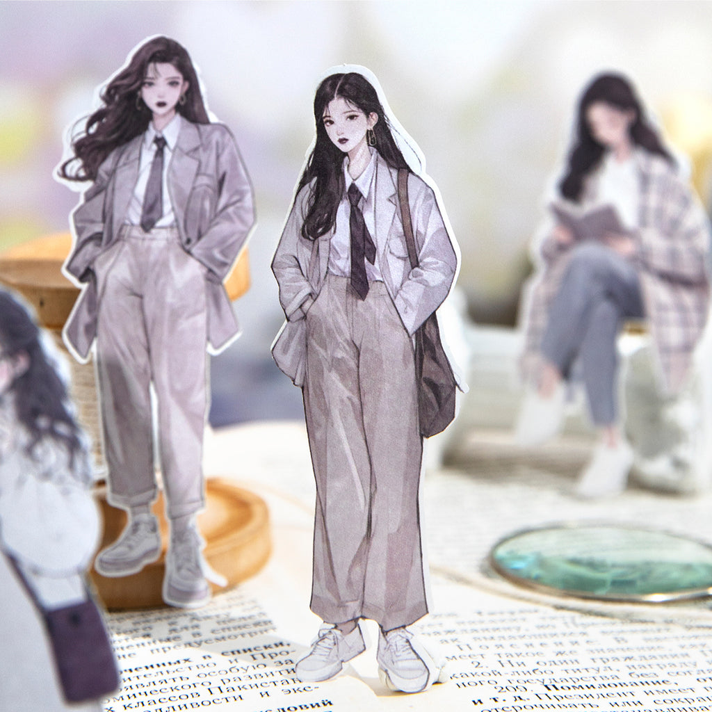 10 Pcs Fashion Girl PET Stickers ZDSYYL